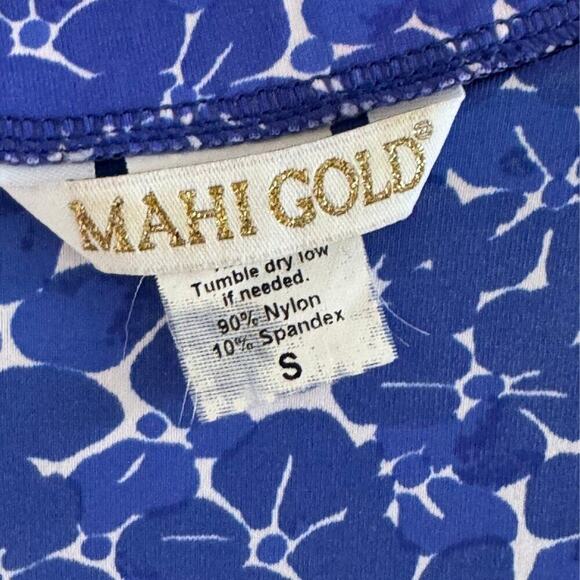 Mahi Gold Blue Floral Long Sleeve Dress | Size S - Picture 2 of 7